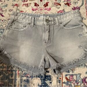 We the Free, Free People Gray Frayed Hem Denim Shorts